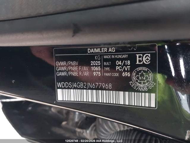 WDDSJ4GB2JN677968 Mercedes-Benz CLA 250 4MATIC