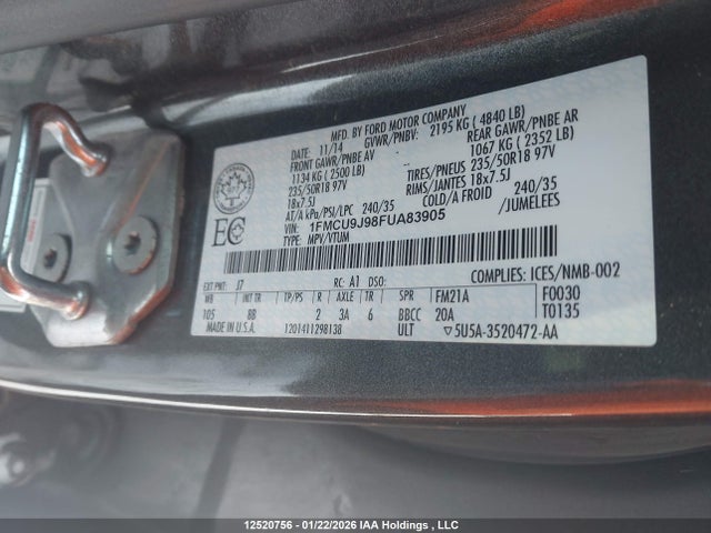 1FMCU9J98FUA83905 Ford Escape Titanium
