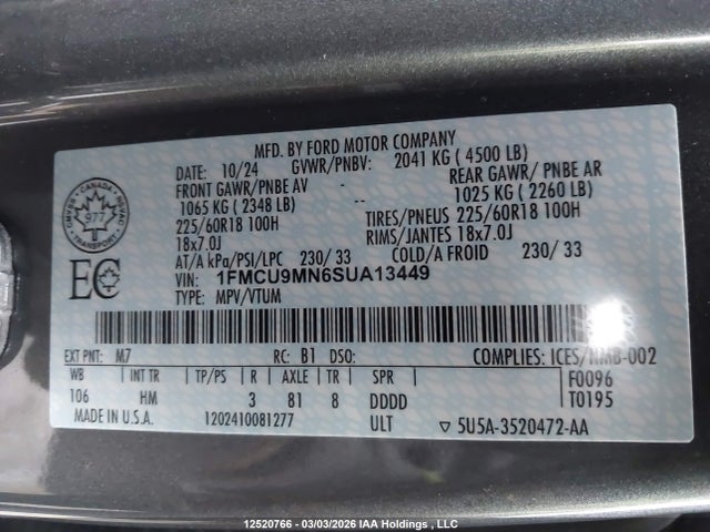 1FMCU9MN6SUA13449 Ford Escape
