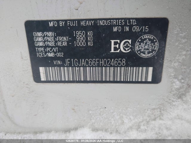 Продажа на аукционе авто 2015 Subaru Impreza, vin: JF1GJAC66FH024658, номер лота: 12520775