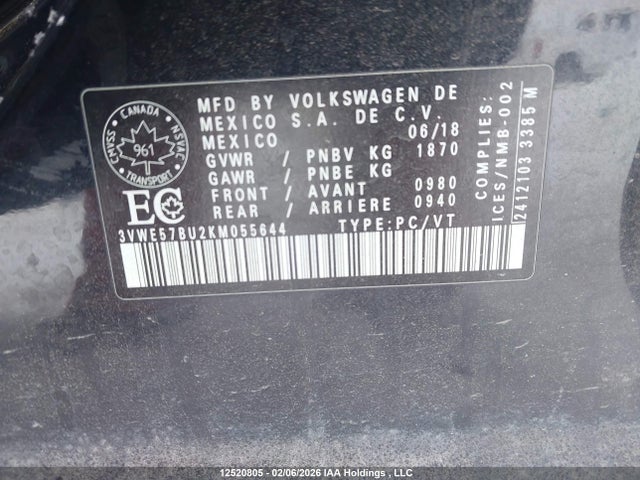 3VWE57BU2KM055644 Volkswagen Jetta