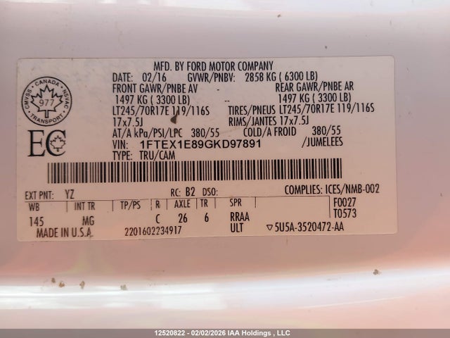 Aukcja sprzedaży 2016 Ford F150 Super Cab, vin: 1FTEX1E89GKD97891, numer aukcji: 12520822