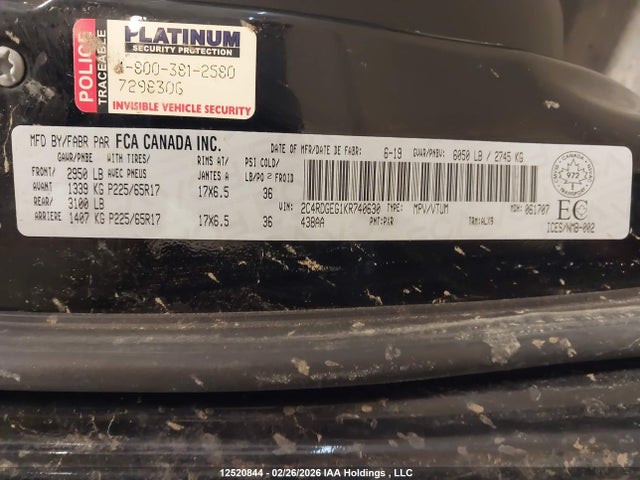 2C4RDGEG1KR740630 Dodge Grand Caravan Gt