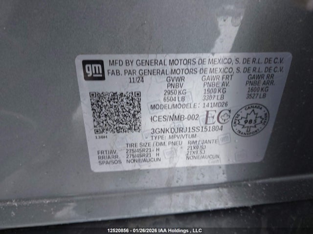 3GNKDJRJ1SS151804 Chevrolet Blazer Ev Rs Awd