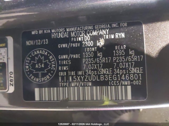 5XYZUDLB3EG146801 Hyundai Santa Fe Sport 2.4 Premium