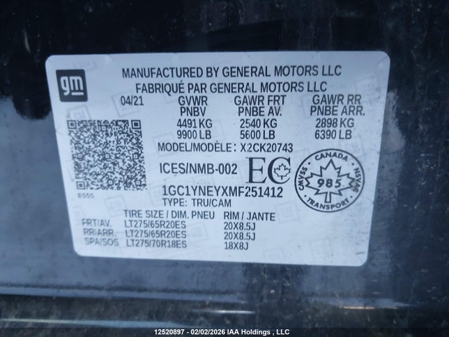 1GC1YNEYXMF251412 Chevrolet Silverado 2500hd Lt