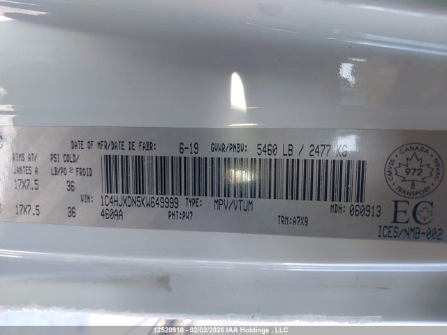 1C4HJXDN5KW649999 Jeep Wrangler Unlimited Sport