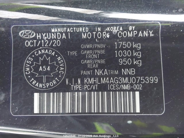 KMHLM4AG3MU075399 Hyundai Elantra Preferred Ivt