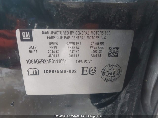 1G6AG5RX1F0111651 Cadillac Ats Turbo