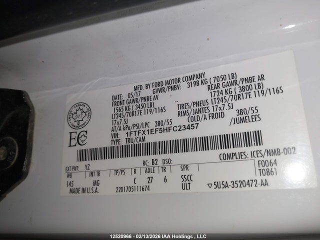 Ford F150 Super Cab 2017 1FTFX1EF5HFC23457 Image 9