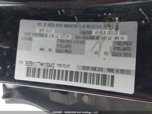 Продаж на аукціоні авто 2017 Mazda Mazda3, vin: 3MZBN1U77HM139443, номер лоту: 12520967