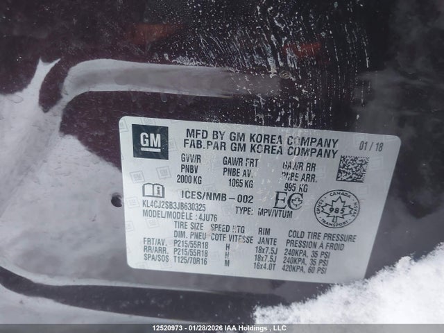 KL4CJ2SB3JB630325 Buick Encore Sport Touring