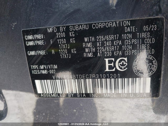 4S4BTDEC7R3101201 Subaru Outback Touring