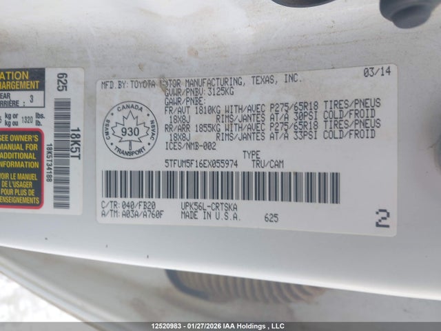5TFUM5F16EX055974 Toyota Tundra Double Cab Sr/double Cab Sr5