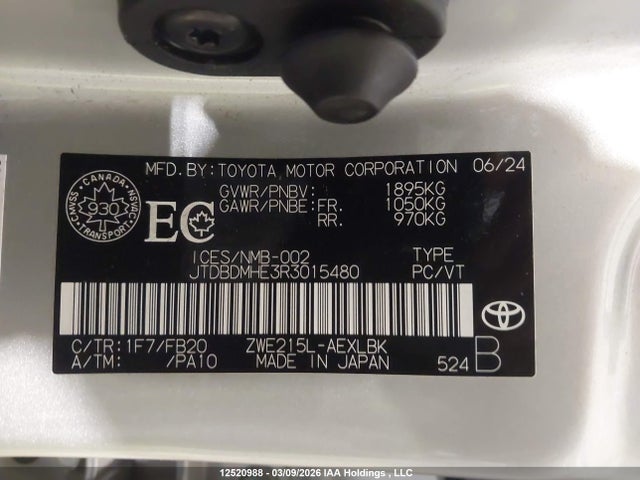 JTDBDMHE3R3015480 Toyota Corolla Le/se/night Shade