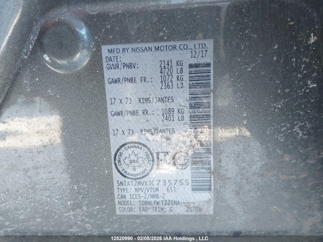 5N1AT2MVXJC735755 Nissan Rogue Midnight Edition/s/sl/sl W/propilot Assist/sv
