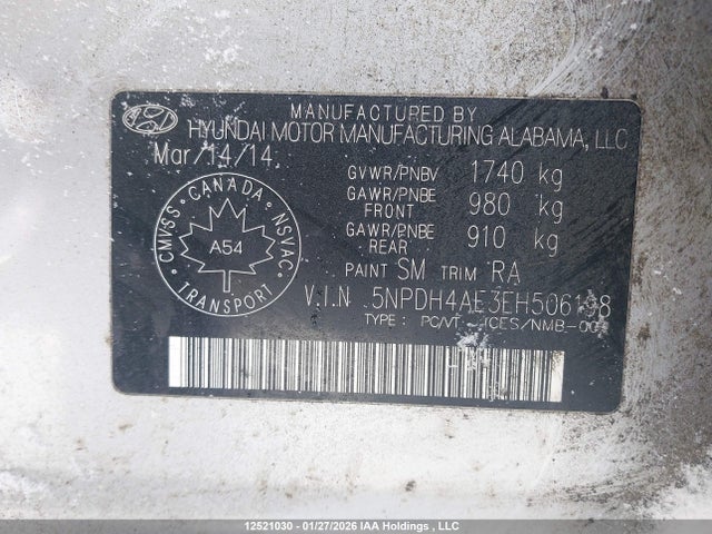 5NPDH4AE3EH506198 Hyundai Elantra Se/sport/limited
