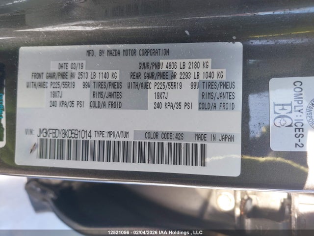 Aukcja sprzedaży 2019 Mazda Cx-5 Grand Touring Reserve, vin: JM3KFBDY8K0591014, numer aukcji: 12521056