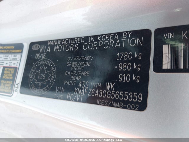KNAFZ6A30G5655359 KIA Forte Koup 1.6l Sx/1.6l Sx Luxury