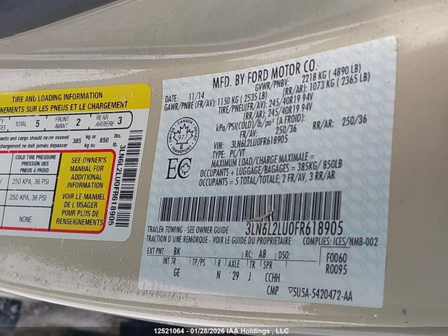 3LN6L2LU0FR618905 Lincoln MKZ HYBRID