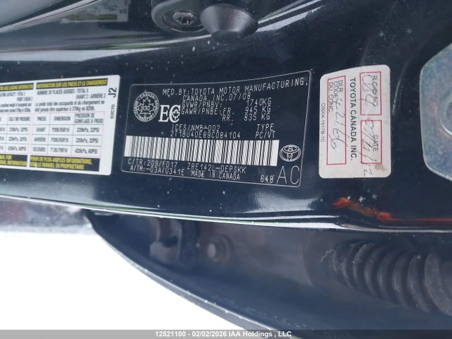 Aukcja sprzedaży 2009 Toyota Corolla S, vin: 2T1BU40E89C084104, numer aukcji: 12521100