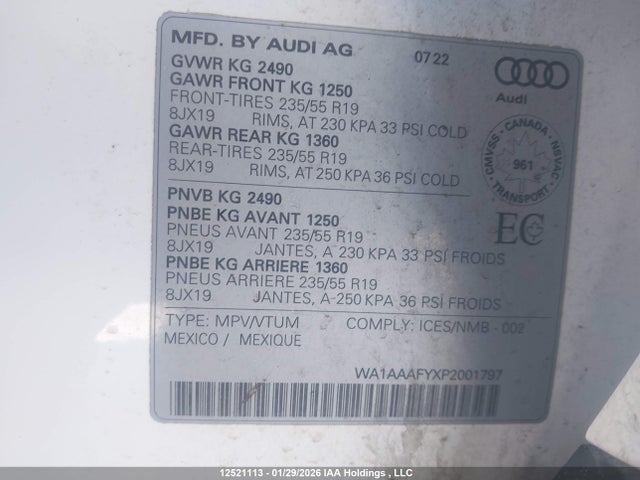 WA1AAAFYXP2001797 Audi Q5 Komfort 45