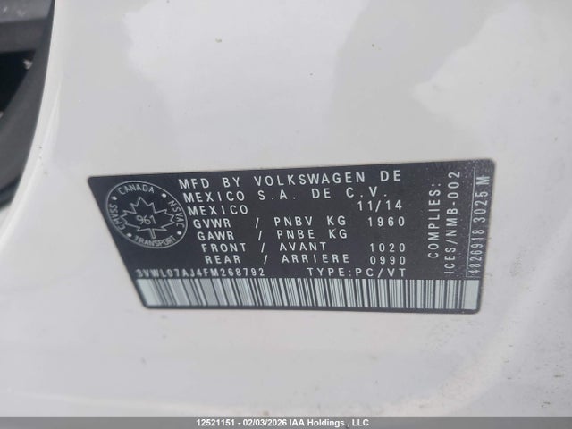 3VWL07AJ4FM268792 Volkswagen Jetta