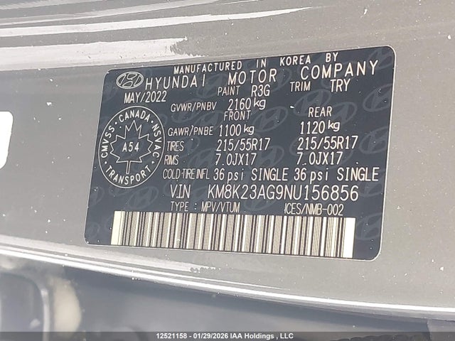KM8K23AG9NU156856 Hyundai Kona Electric Preferred