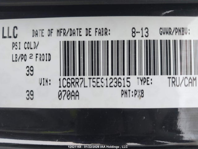 Продажа на аукционе авто 2014 Ram 1500 Slt, vin: 1C6RR7LT5ES123615, номер лота: 12521168
