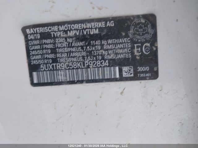 5UXTR9C58KLP92834 BMW X3 Xdrive30i