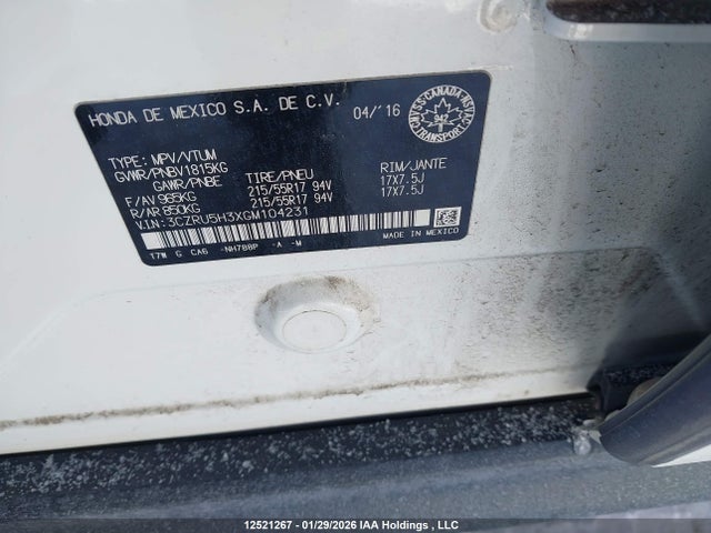 3CZRU5H3XGM104231 Honda HR-V LX