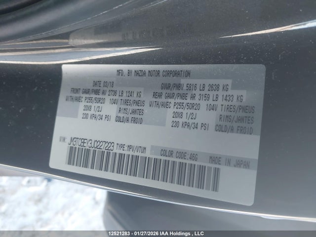 JM3TCBEY3J0227223 Mazda Cx-9 Signature