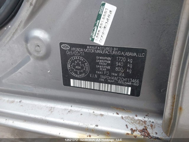 Продаж на аукціоні авто 2012 Hyundai Elantra Gls/limited, vin: 5NPDH4AE2CH113466, номер лоту: 12521372