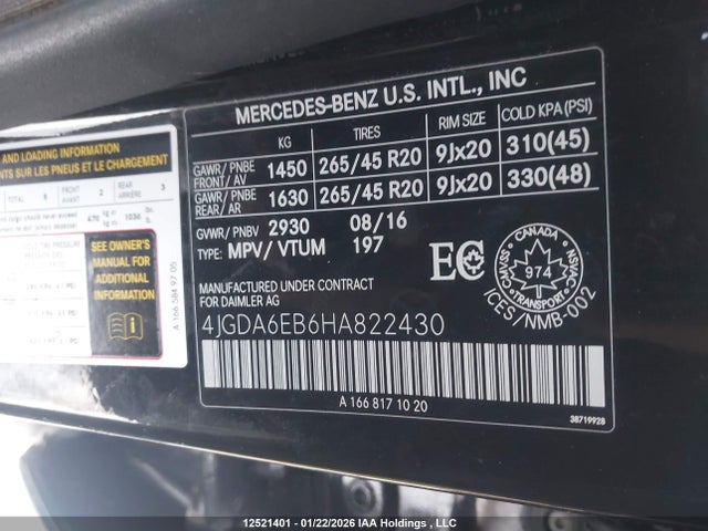 4JGDA6EB6HA822430 Mercedes-Benz Amg Gle 43 4matic