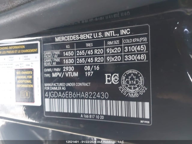 4JGDA6EB6HA822430 Mercedes-Benz Amg Gle 43 4matic