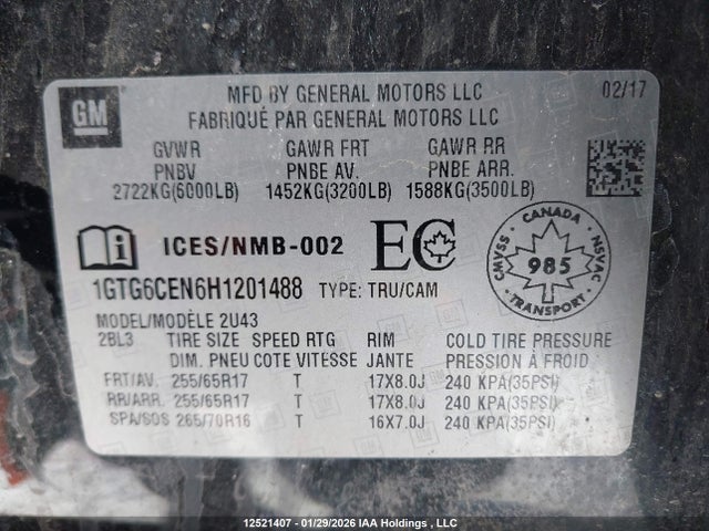 1GTG6CEN6H1201488 GMC CANYON SLE