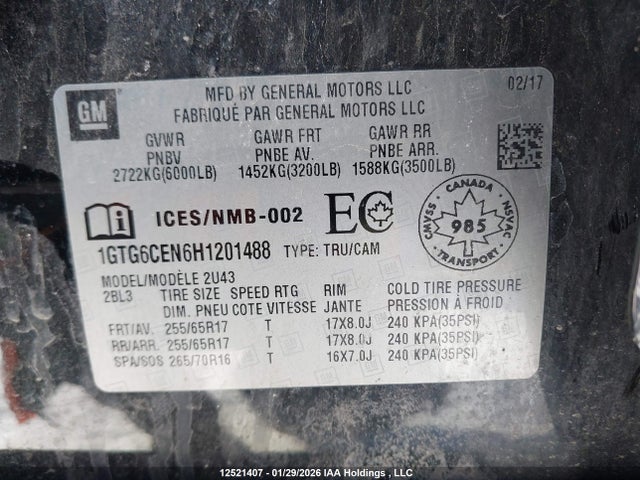 1GTG6CEN6H1201488 GMC CANYON SLE