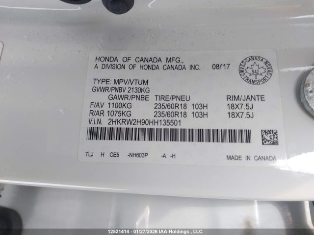 2HKRW2H90HH135501 Honda Cr-v Touring