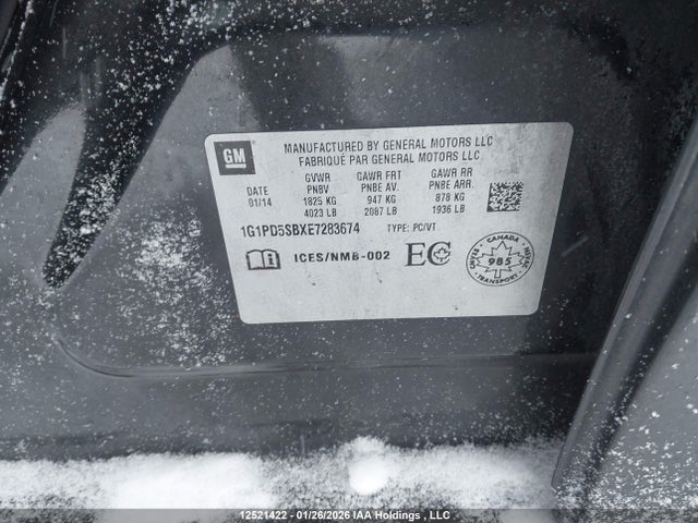 1G1PD5SBXE7283674 Chevrolet CRUZE LT