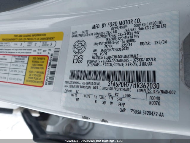 Aukcja sprzedaży 2017 Ford Fusion, vin: 3FA6P0H77HR362030, numer aukcji: 12521435