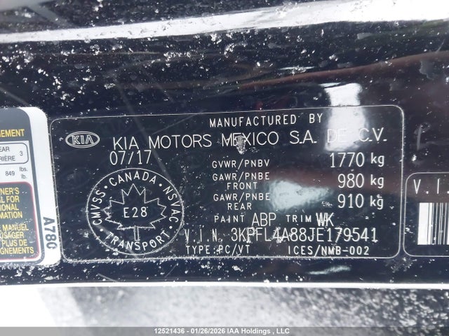 3KPFL4A88JE179541 KIA Forte