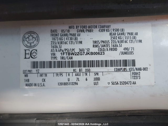1FTBW2ZG7JKB00623 Ford Transit T-350