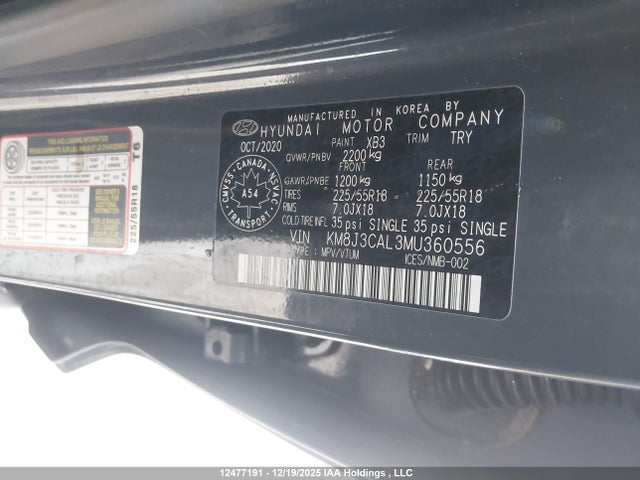 KM8J3CAL3MU360556 Hyundai Tucson Preferred Awd With Trend Package