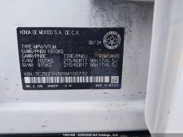3CZRZ1H38SM100732 Honda HR-V LX