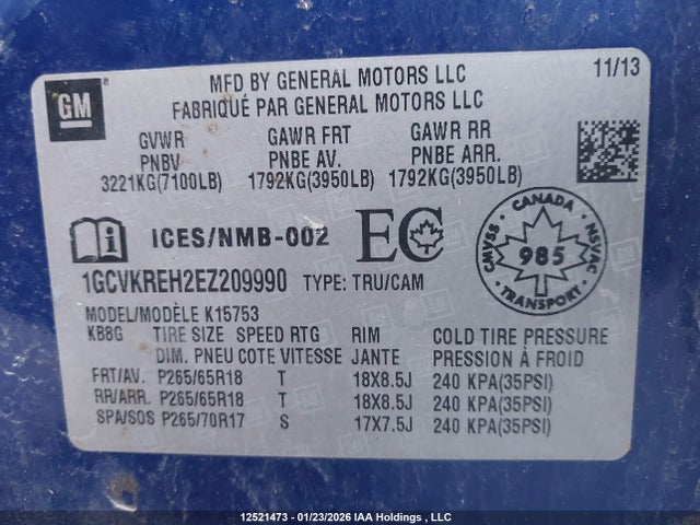 1GCVKREH2EZ209990 Chevrolet Silverado 1500 1lt/2lt