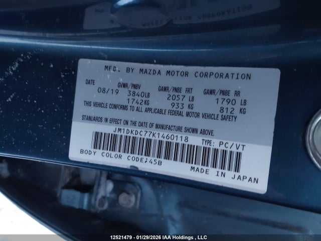 Aukcja sprzedaży 2019 Mazda Cx-3 Gs, vin: JM1DKDC77K1460118, numer aukcji: 12521479