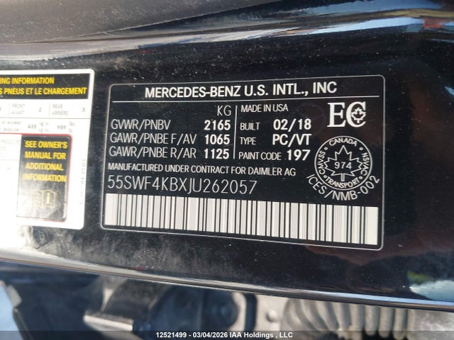 55SWF4KBXJU262057 Mercedes-Benz C 300 4matic