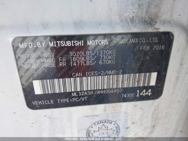 ML32A3HJ9HH004407 Mitsubishi Mirage