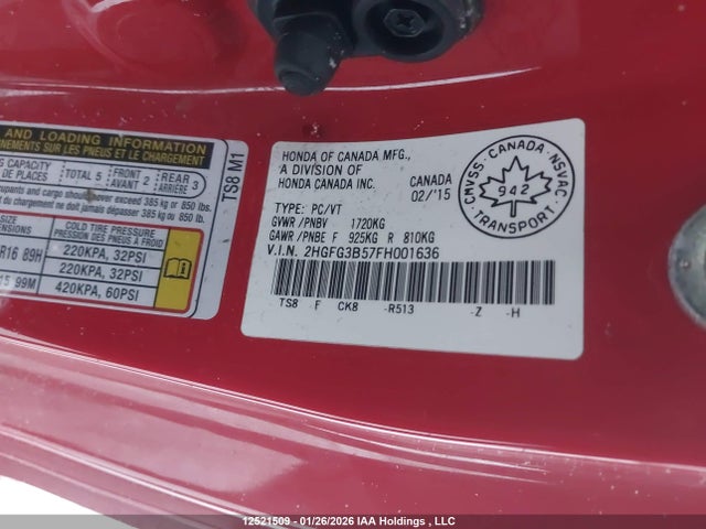 2HGFG3B57FH001636 Honda Civic Lx