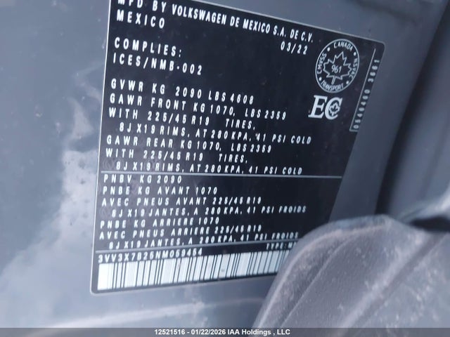 3VV3X7B25NM059454 Volkswagen Taos Highline